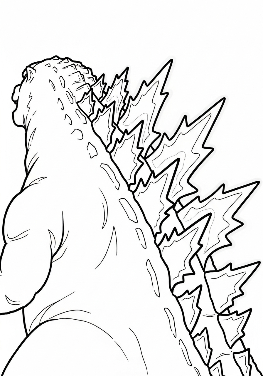 Detailed Godzilla back dorsal spines coloring page