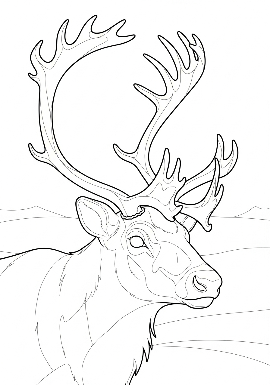 Reindeer Coloring Pages 6 Detailed texture of reindeer antlers coloring page