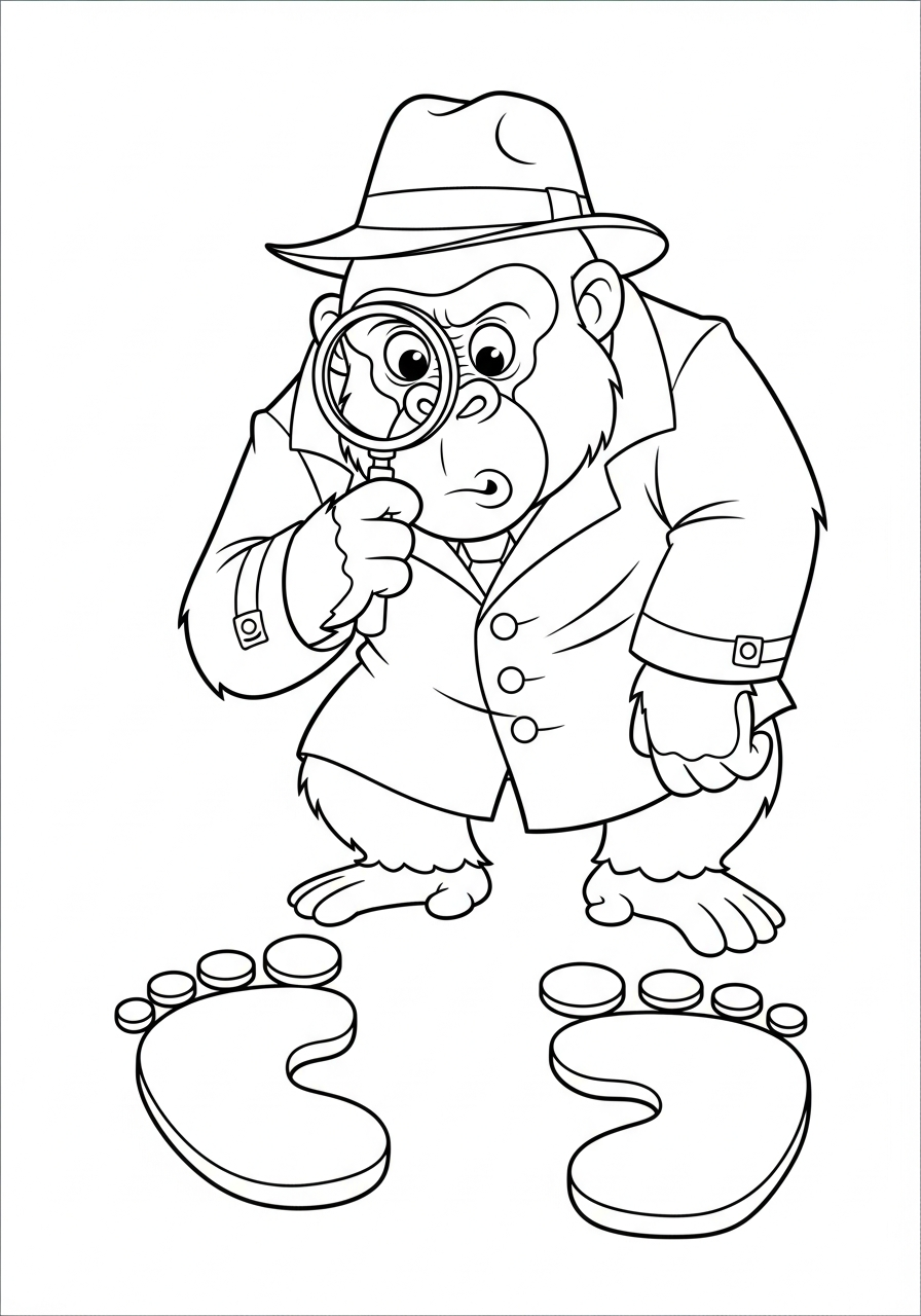 Gorilla Coloring Pages 9 Detective gorilla looking for clues coloring page