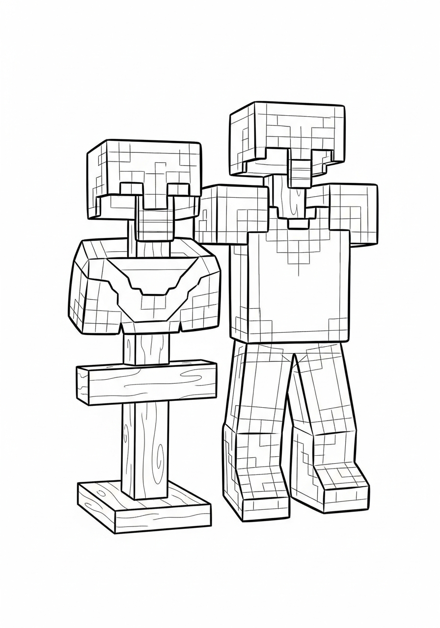 Minecraft Coloring Pages 9 Diamond armor stand Minecraft coloring page