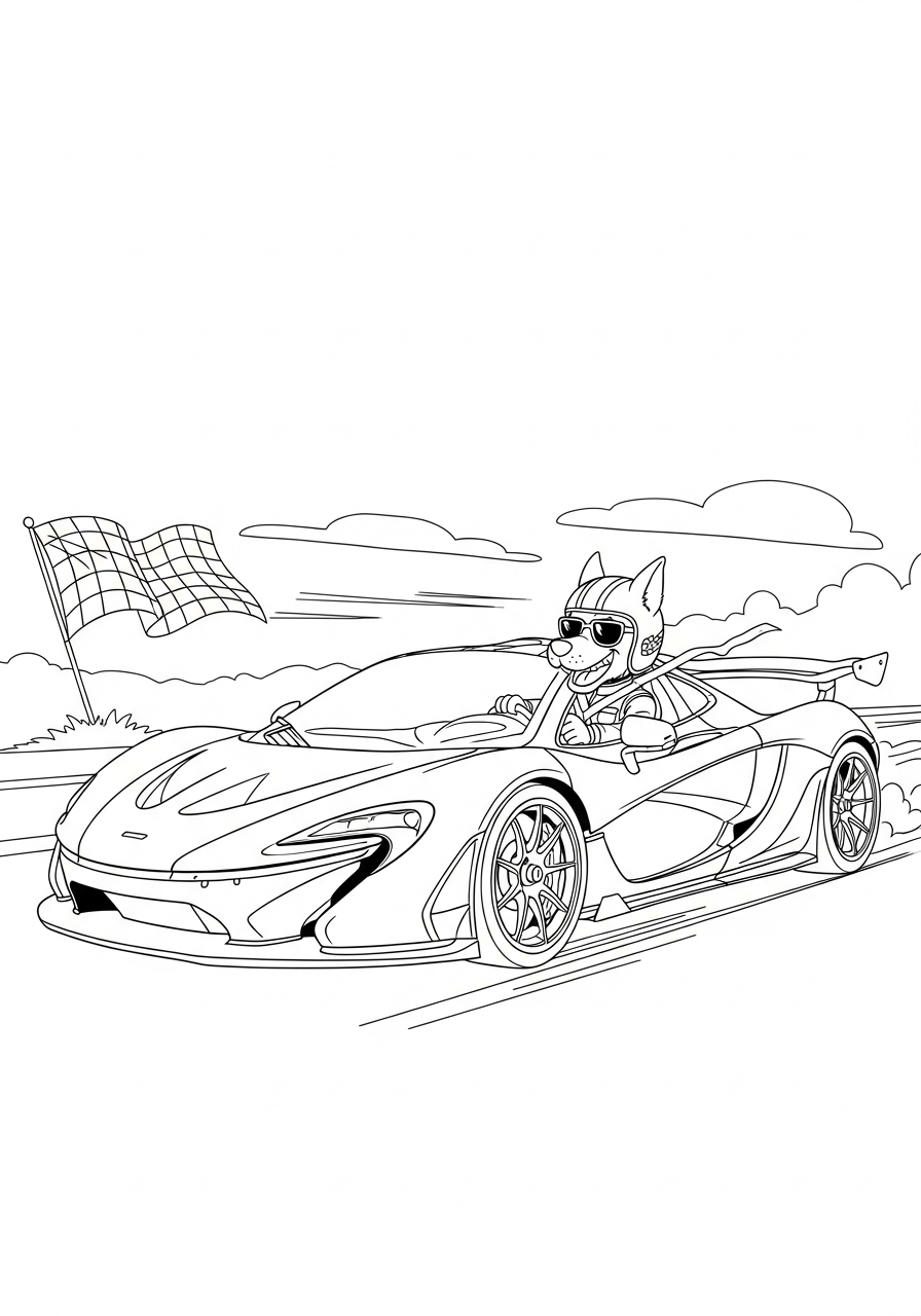 McLaren Coloring Pages 6 Dog driving McLaren race car coloring page