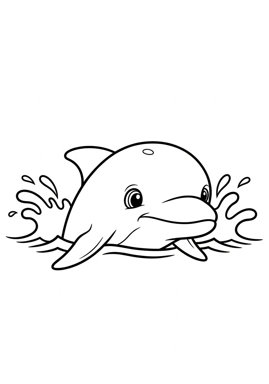 Dolphin Coloring Pages 13 Dolphin poking head out water coloring page