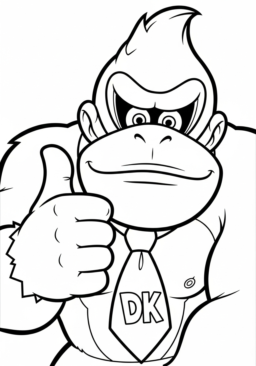 Donkey Kong giving big thumbs up coloring page