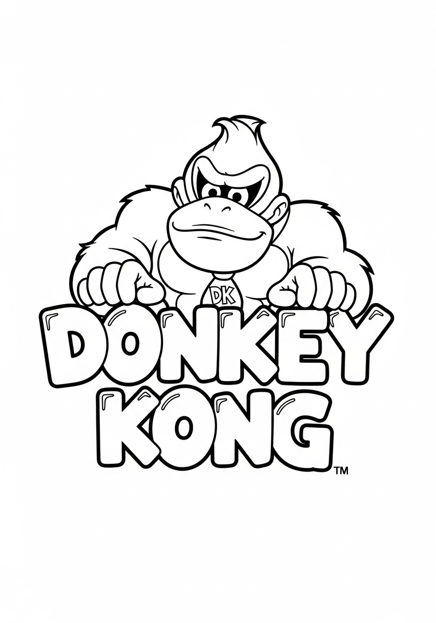 Donkey Kong Coloring Pages 17 Donkey Kong name bubble letters text coloring page