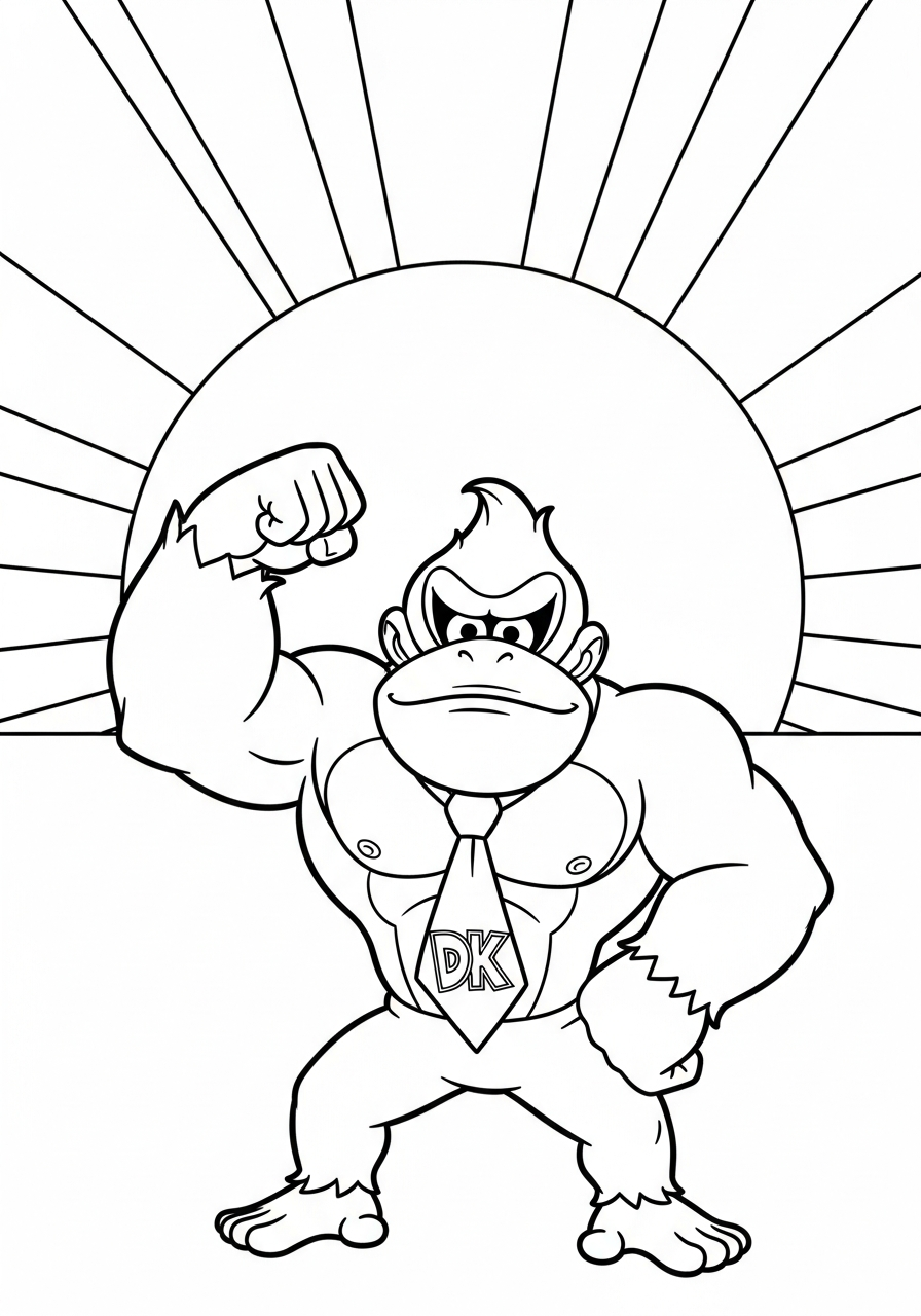 Donkey Kong Coloring Pages 18 Donkey Kong outline sunset scene coloring page