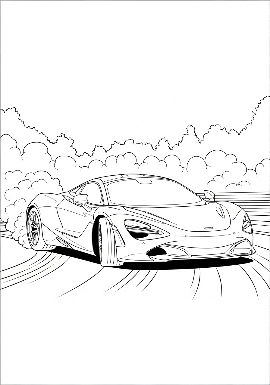 McLaren Coloring Pages 7 Drifting McLaren with smoke coloring page