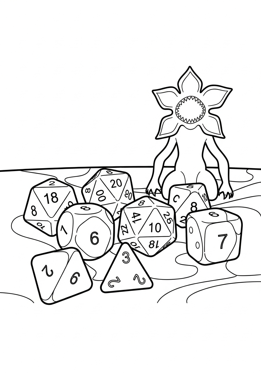 Stranger Things Coloring Pages 12 Dungeons and Dragons dice Stranger Things coloring page
