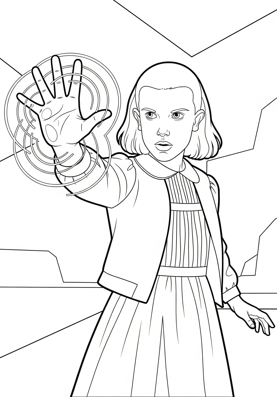 Stranger Things Coloring Pages 2 Eleven using telekinetic powers Stranger Things coloring page