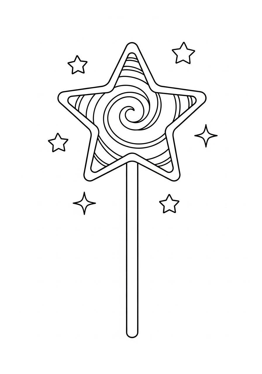 Lollipop Coloring Pages 12 Fairy wand star shaped lollipop coloring page