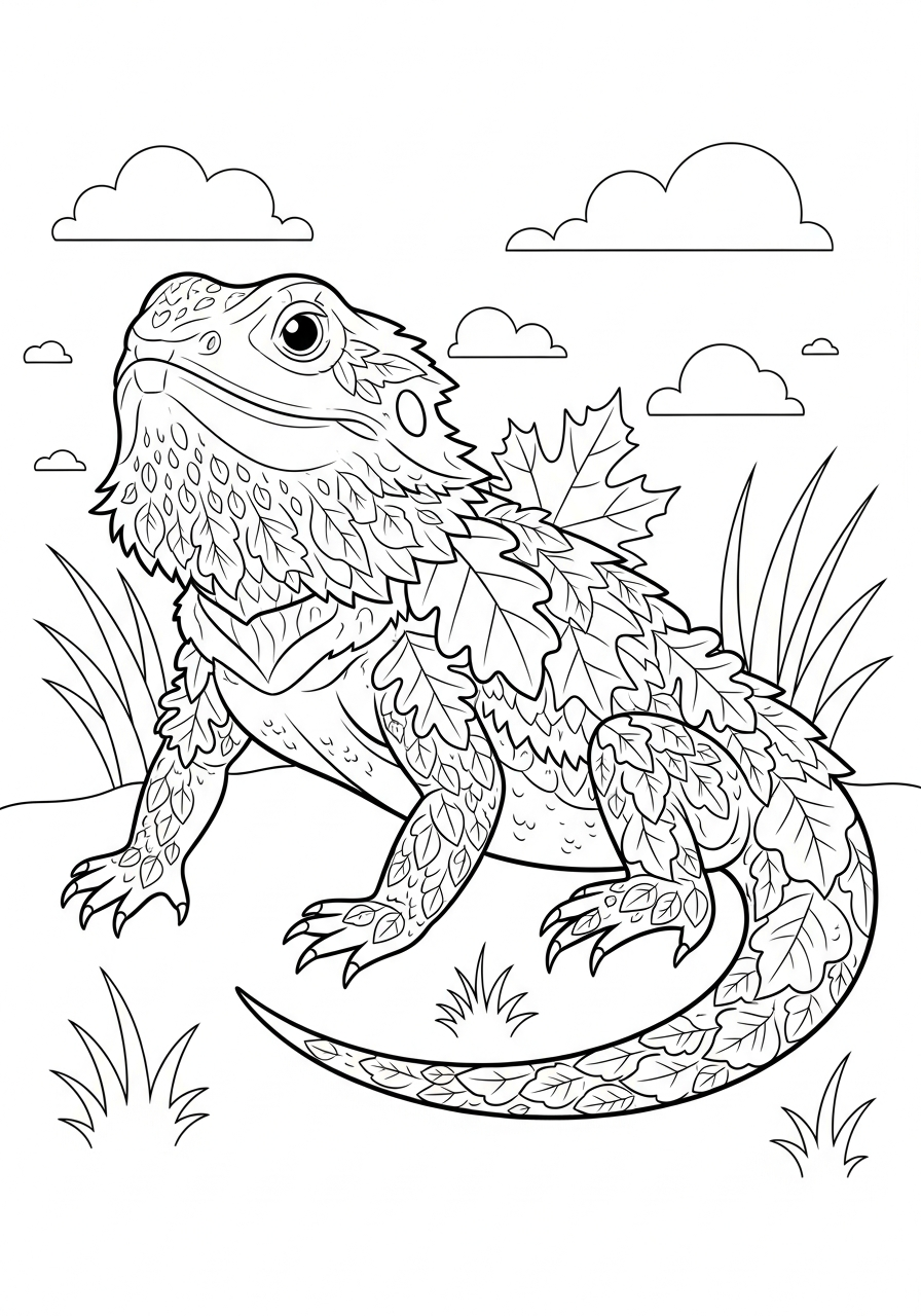 Bearded Dragon Coloring Pages 20 Fantasy forest Bearded Dragon coloring page