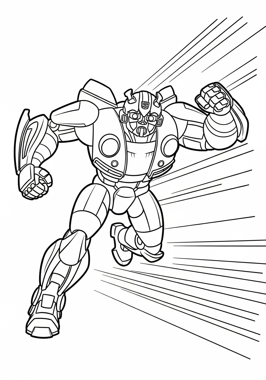 Bumblebee Coloring Pages 20 Fast running Bumblebee robot action coloring page