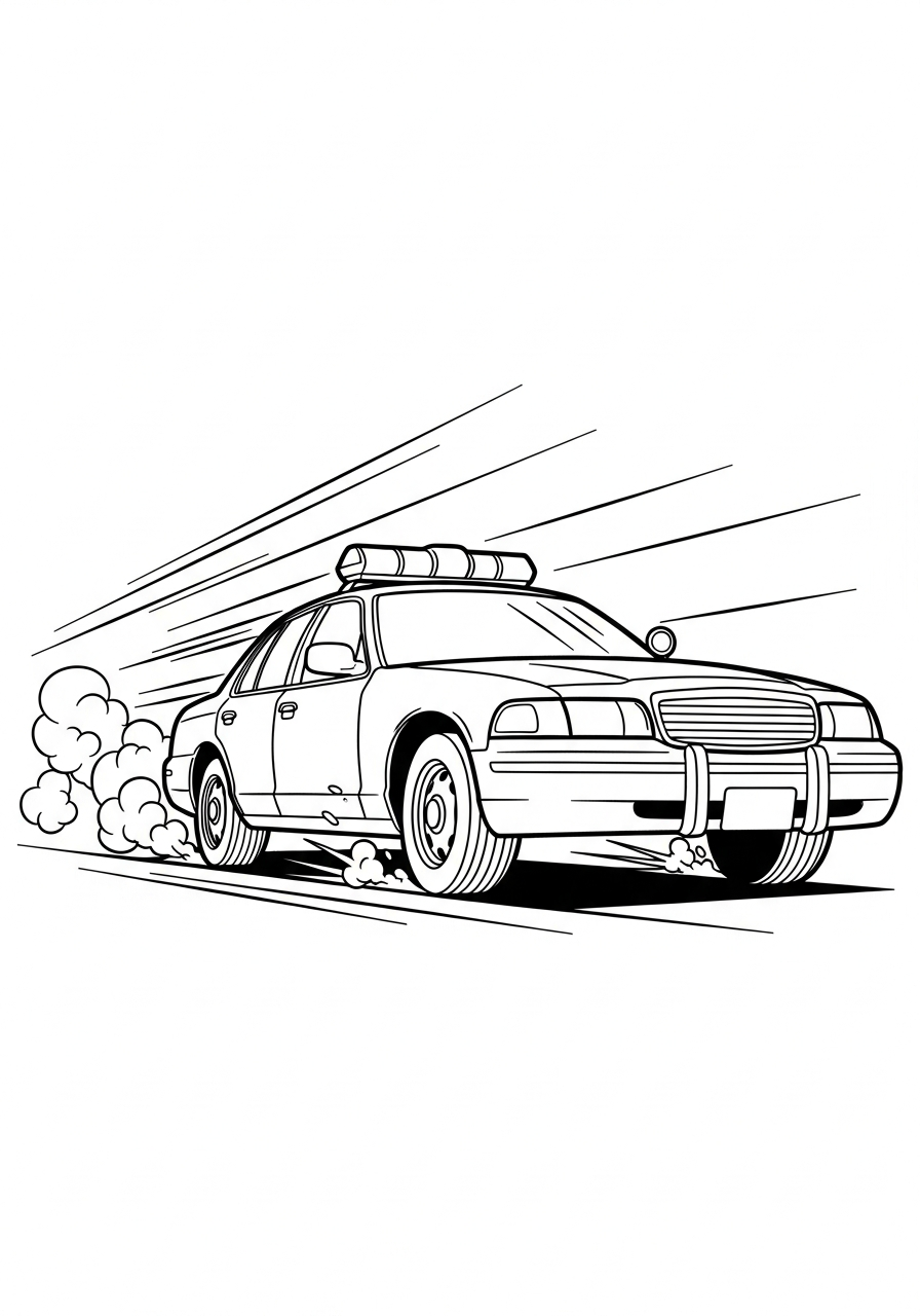 Police Car Coloring Pages 13 Fast speeding police car action coloring page