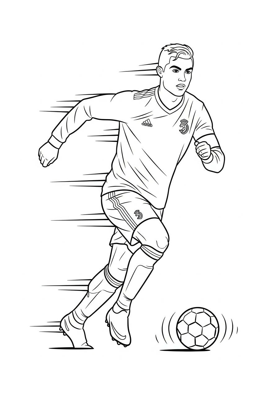 Fast sprinting Cristiano Ronaldo coloring page