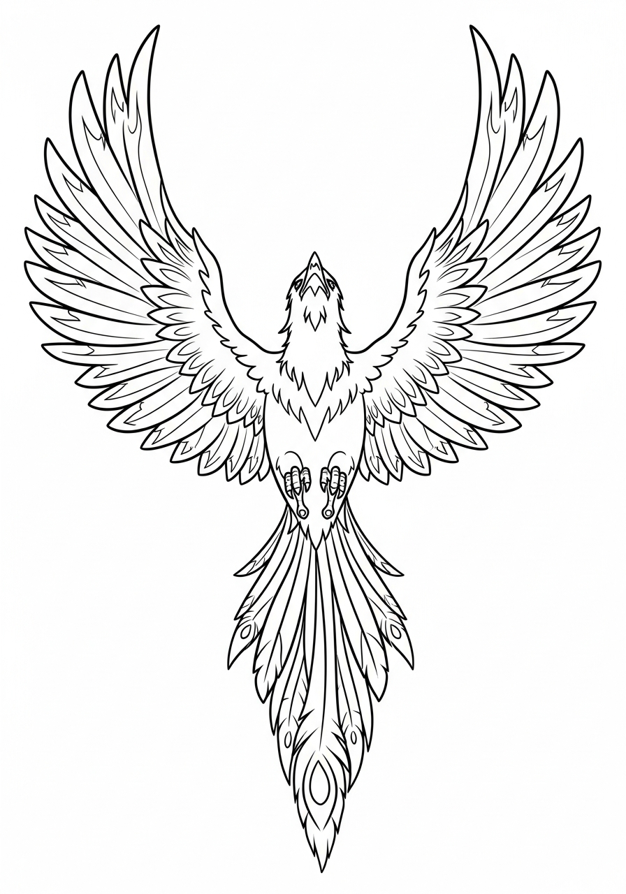 Harry Potter Coloring Pages 16 Fawkes the Phoenix rising up coloring page