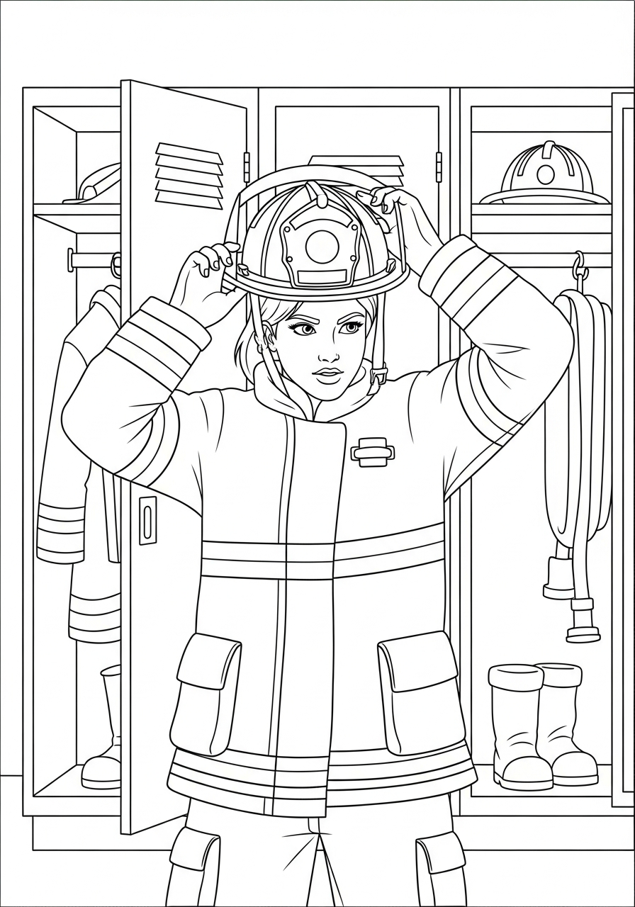 Fire Fighter Coloring Pages 8 Female firefighter getting ready for action coloring page