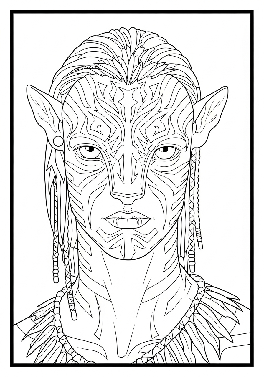 Fierce Ash tribe Avatar 3 warrior coloring page