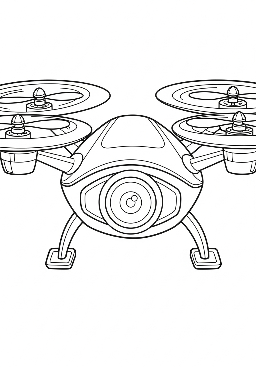Robot Coloring Pages 16 Flying drone robot with camera coloring page