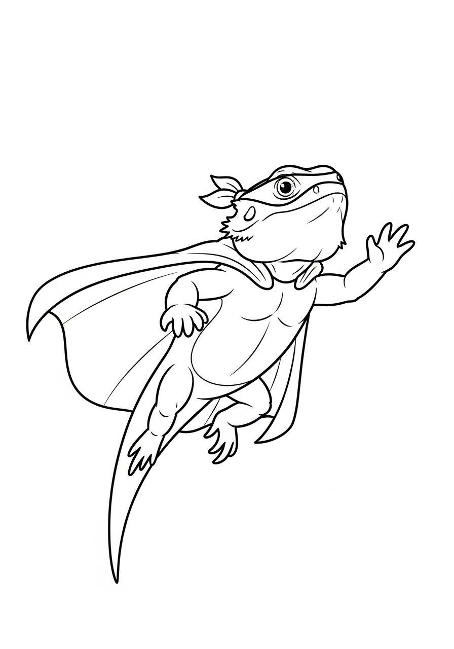 Bearded Dragon Coloring Pages 21 Flying superhero Bearded Dragon coloring page
