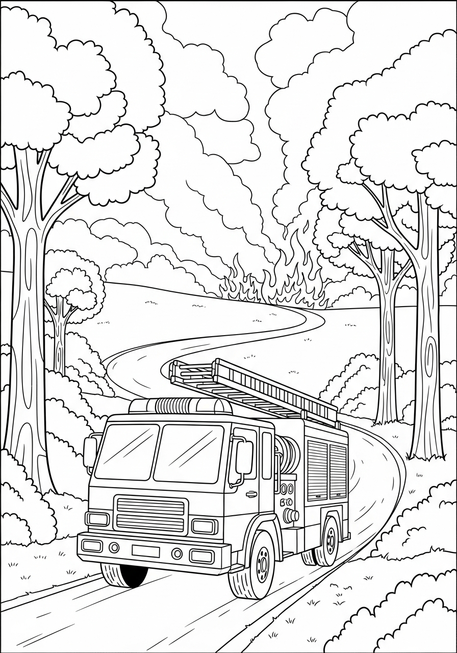 Fire Truck Coloring Pages 11 Forest wildfire rescue fire truck coloring page