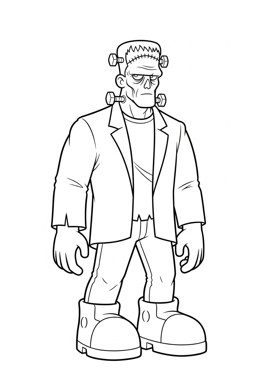 Zombie Coloring Pages 12 Frankenstein monster style zombie character coloring page