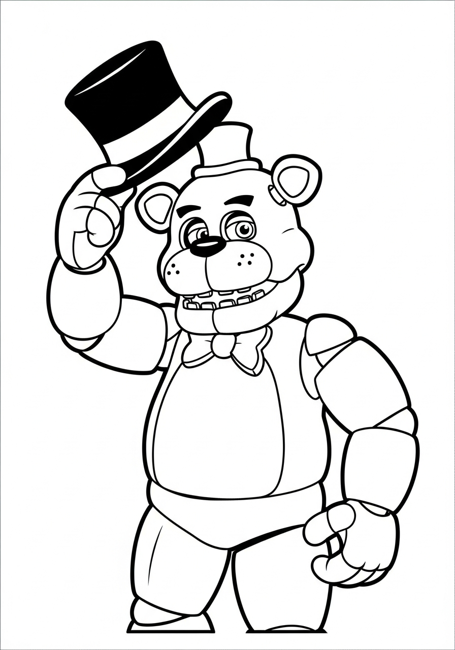 Freddy Fazbear Coloring Pages 16 Freddy Fazbear tipping his hat coloring page