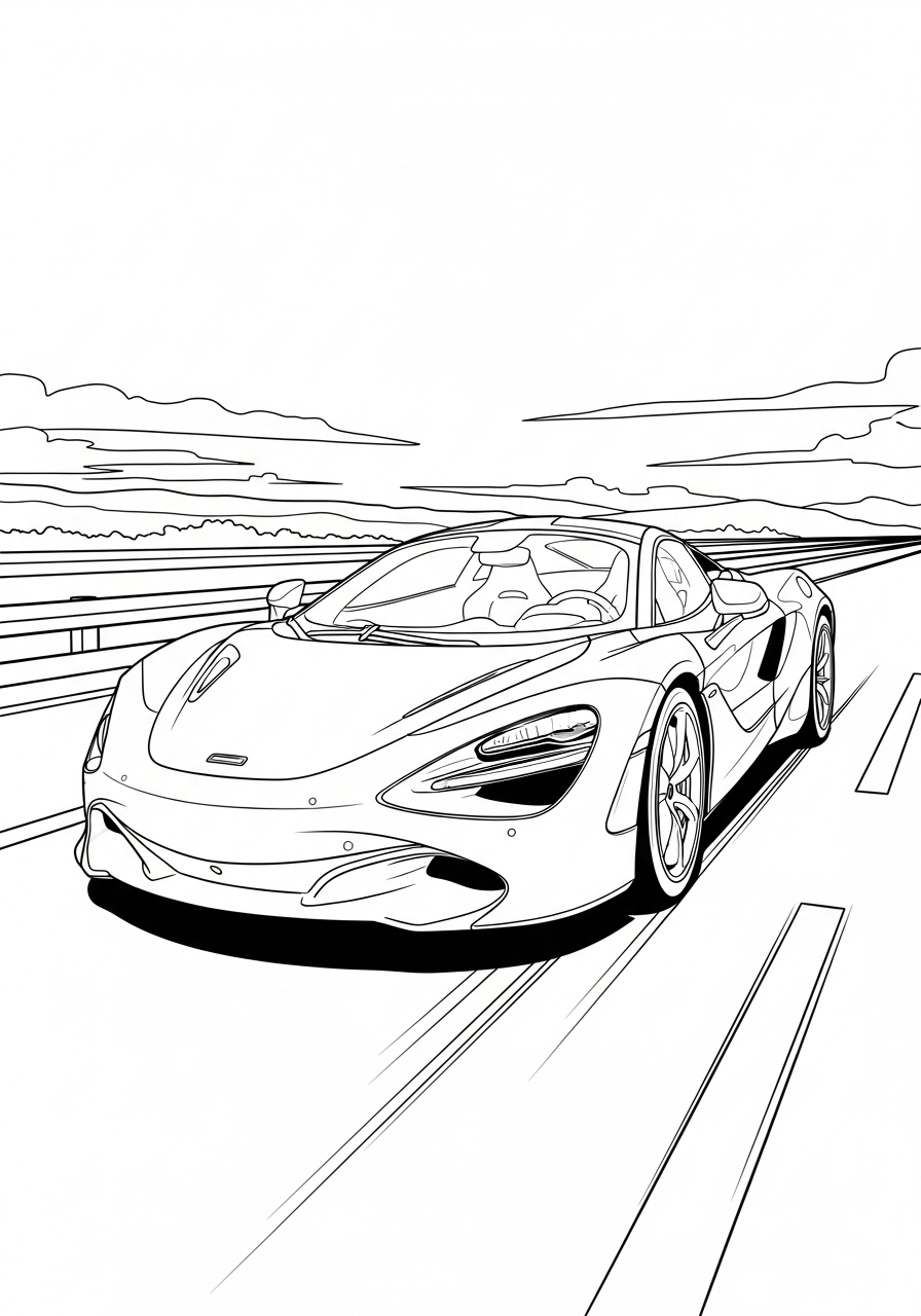 McLaren Coloring Pages 9 Front view McLaren driving fast coloring page