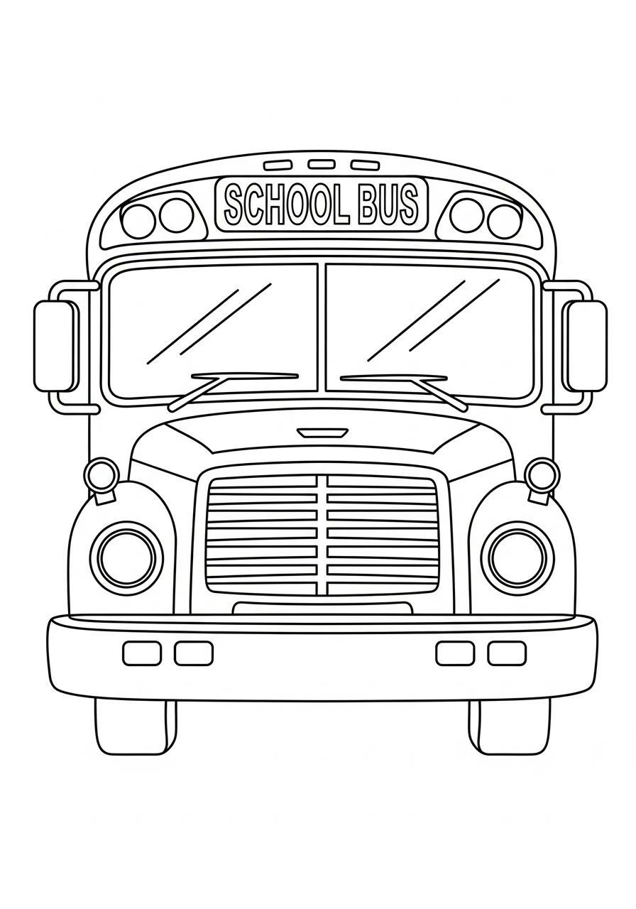 School Bus Coloring Pages 12 Front view of School Bus coloring page