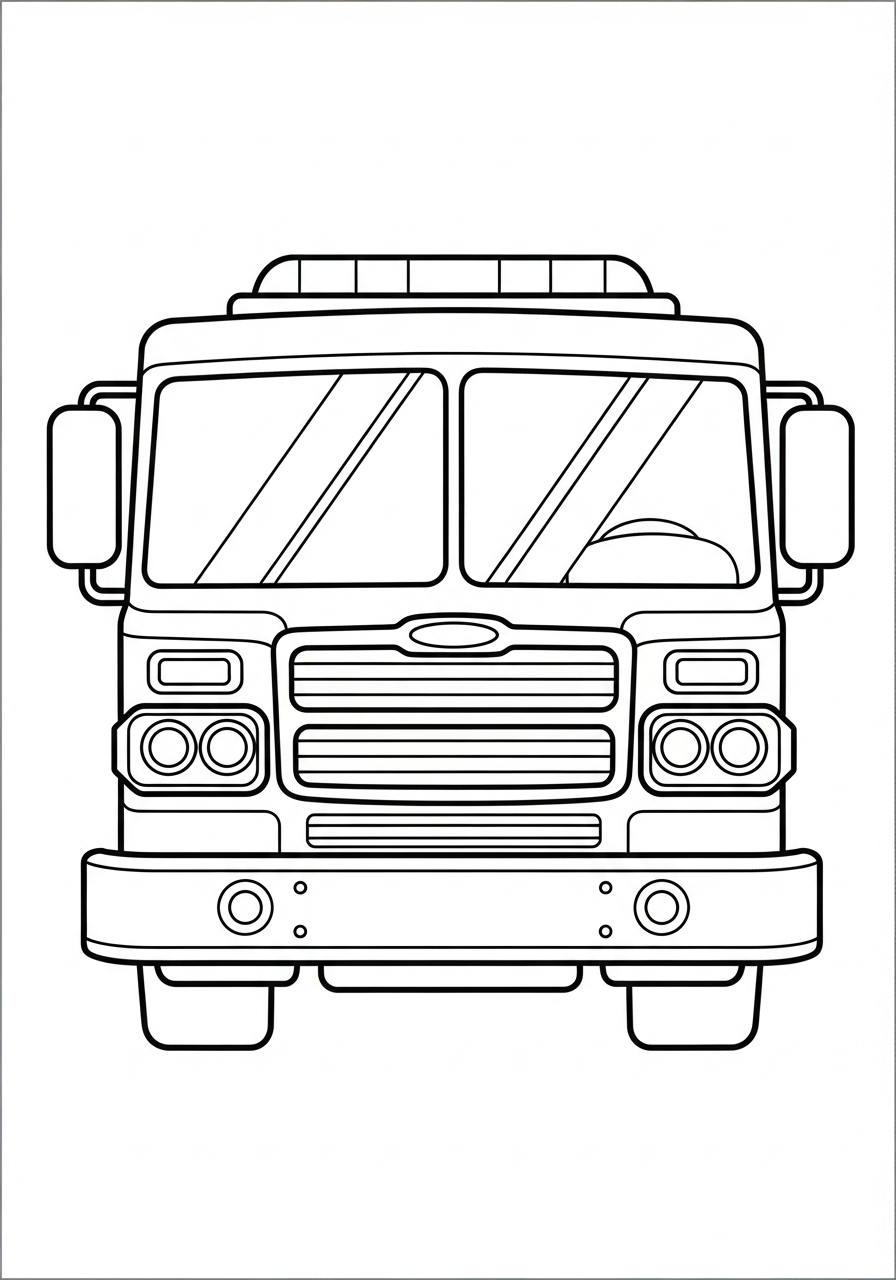 Fire Fighter Coloring Pages 22 Front view of fire truck coloring page