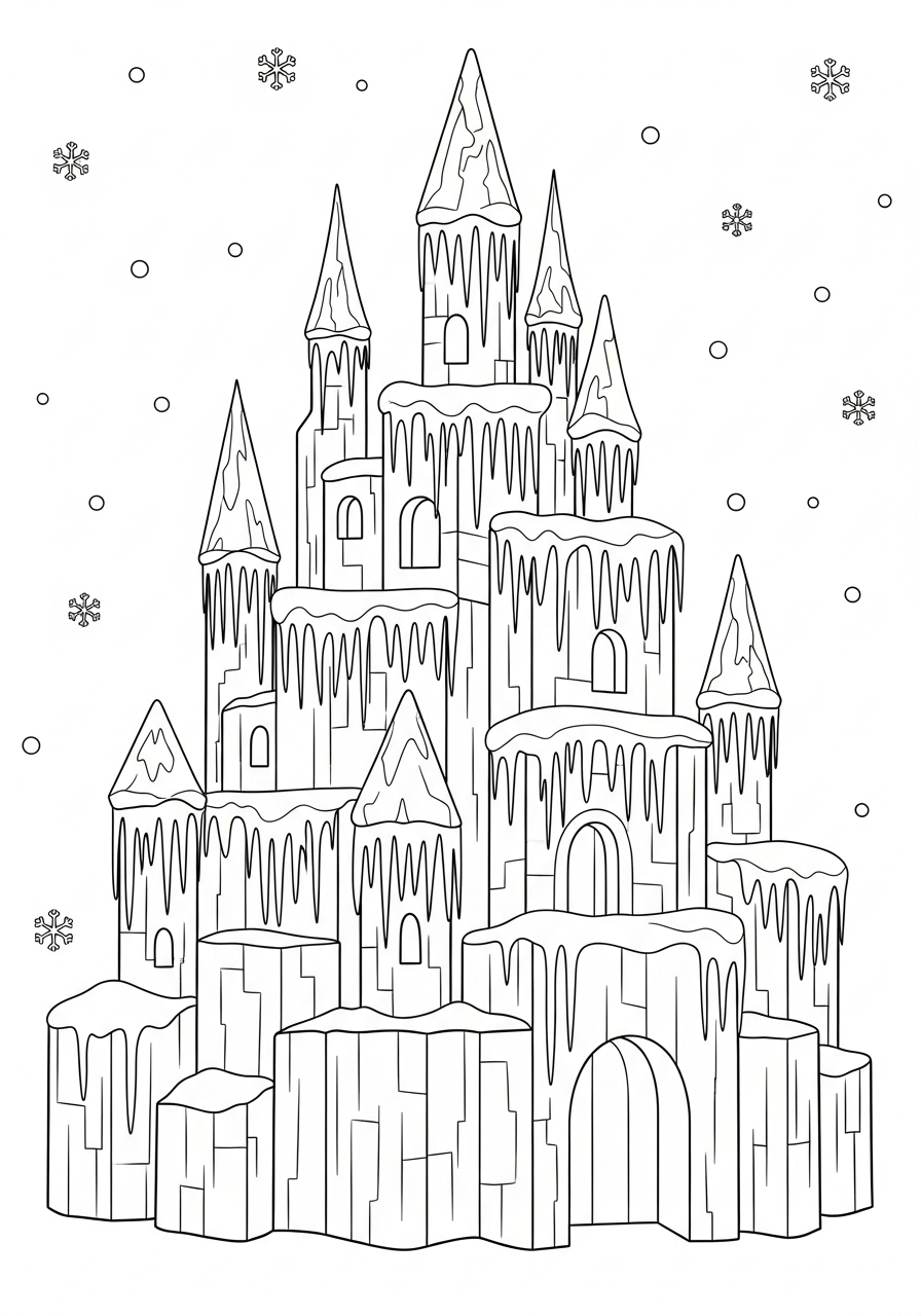 Castle Coloring Pages 7 Frozen winter ice castle palace coloring page