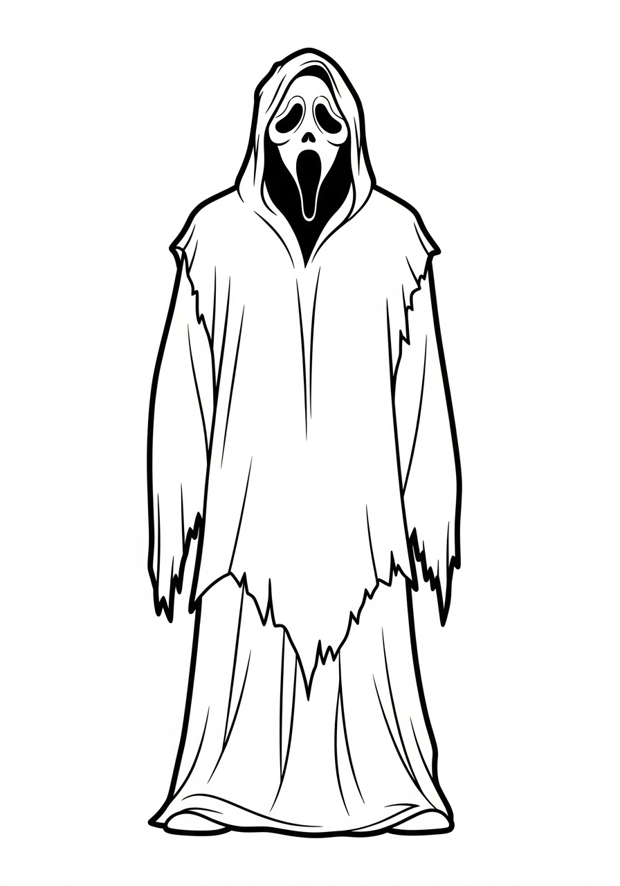 Full body Ghostface in robe coloring page