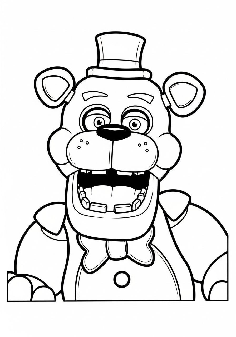 Freddy Fazbear Coloring Pages 19 Funny Freddy Fazbear jumpscare pose coloring page