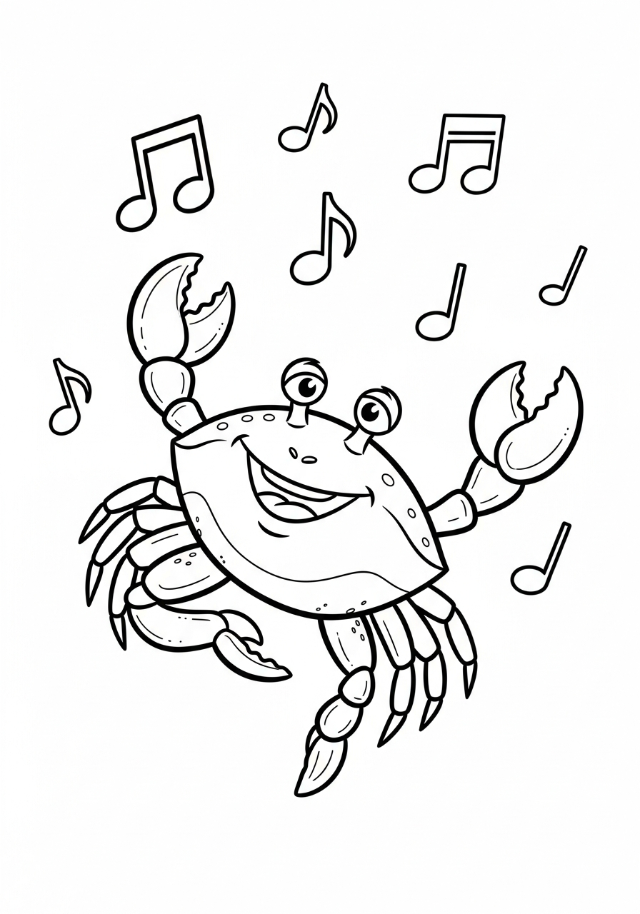 Crab Coloring Pages 15 Funny dancing crab musical coloring page