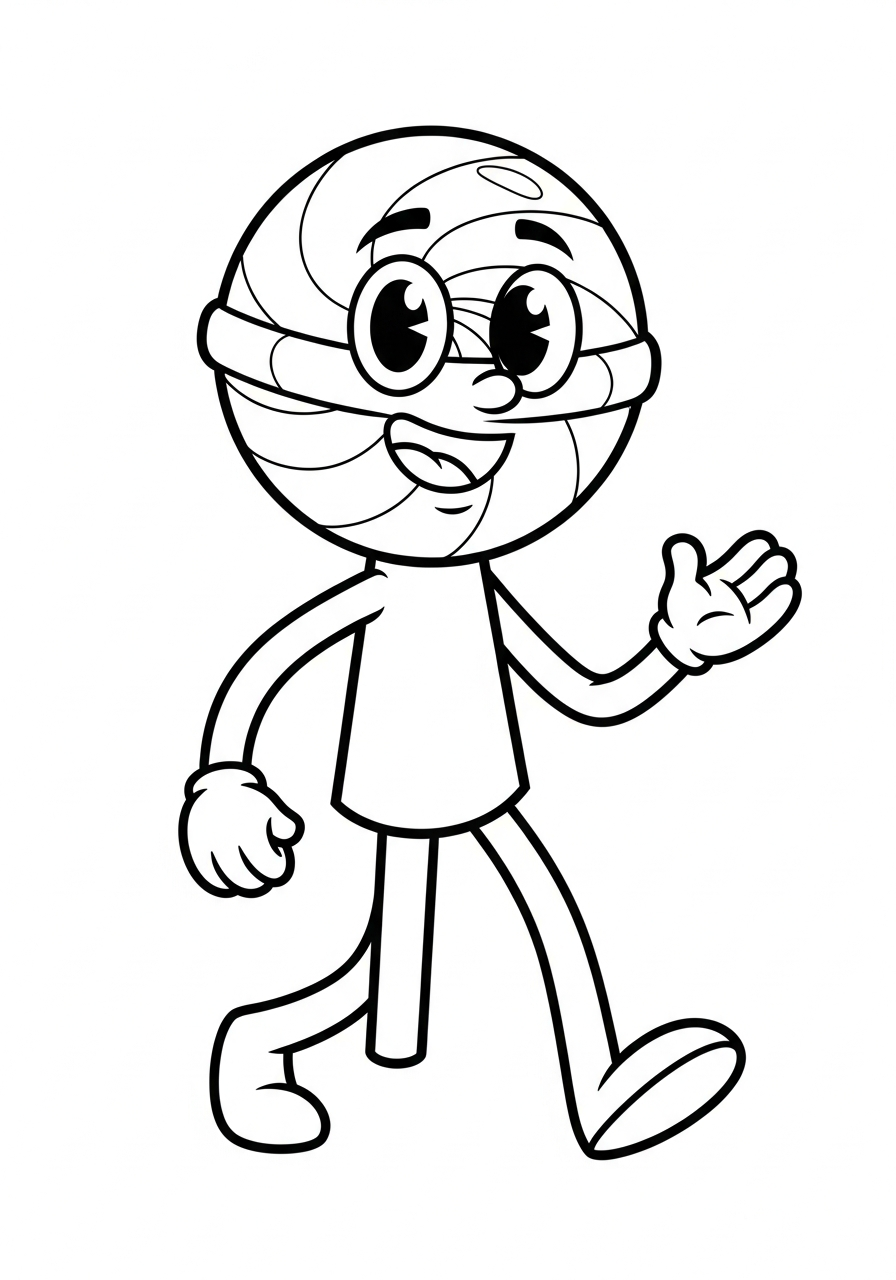 Lollipop Coloring Pages 15 Funny walking cartoon character lollipop coloring page