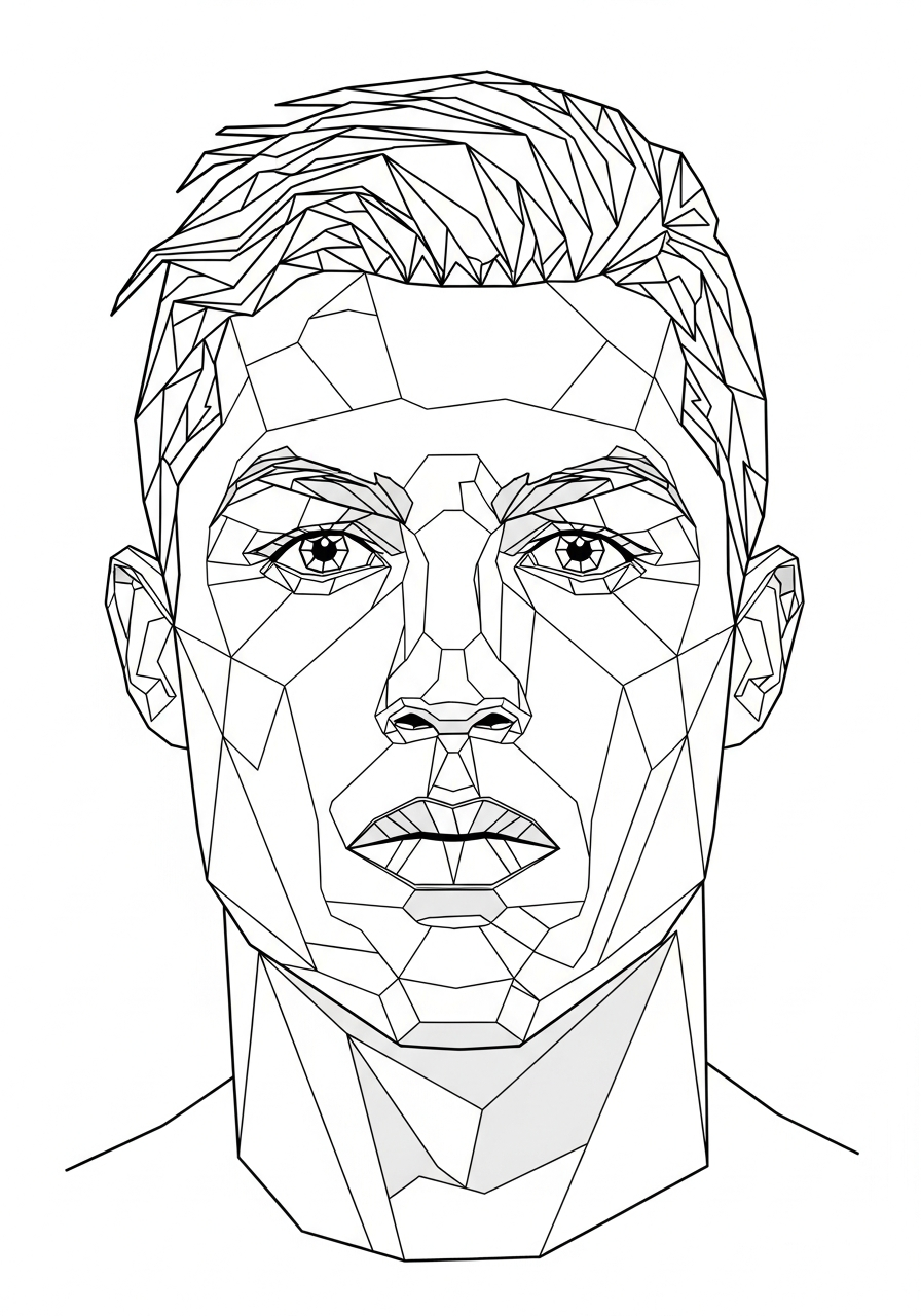 Geometric art Cristiano Ronaldo coloring page