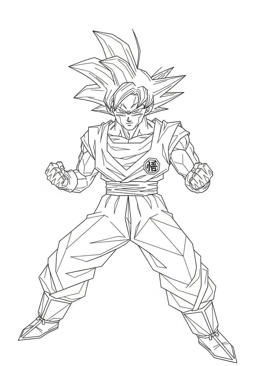 Goku Coloring Pages 4 Geometric shape art style Goku coloring page