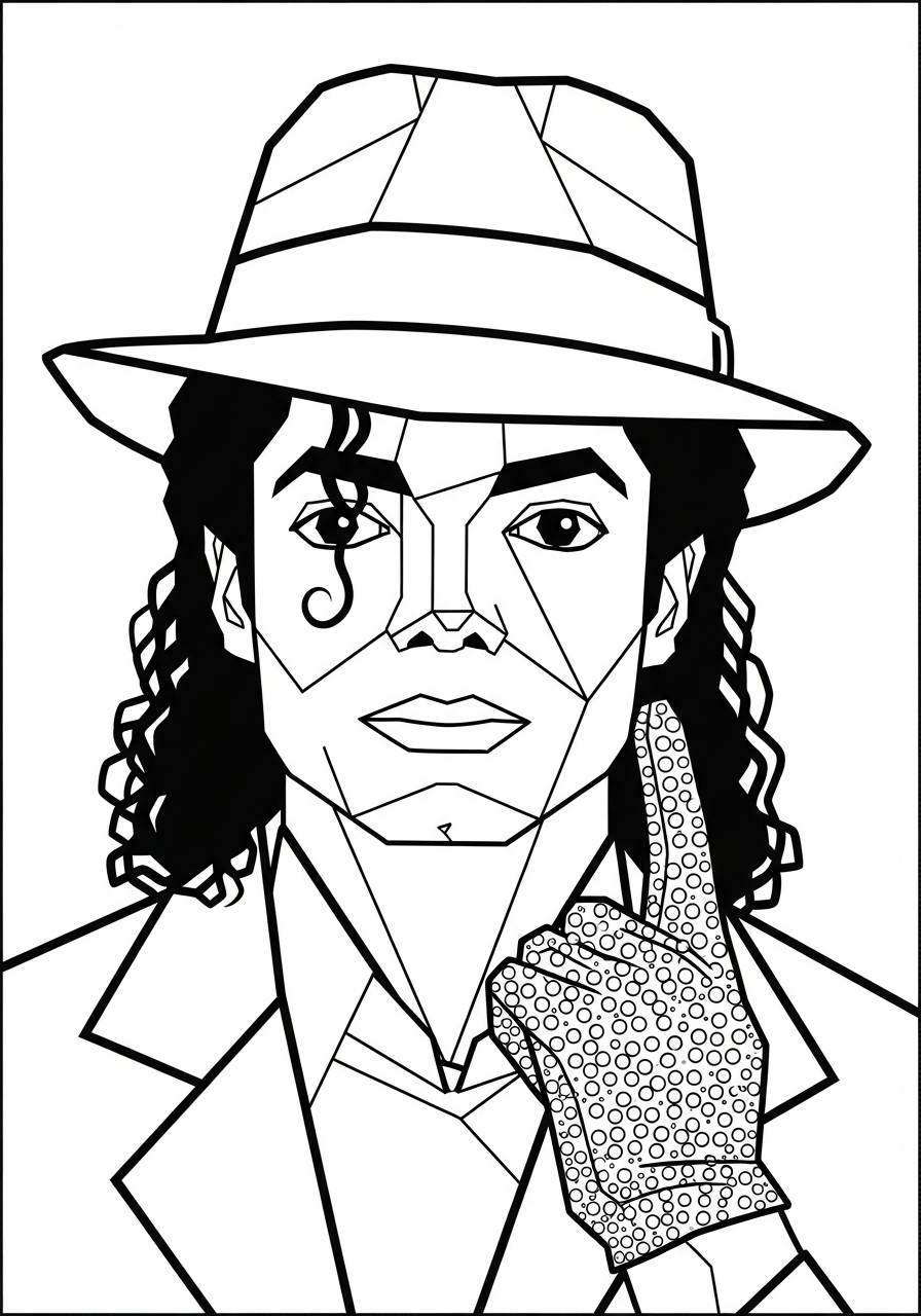 Michael Jackson Coloring Pages 3 Geometric shapes Michael Jackson face coloring page