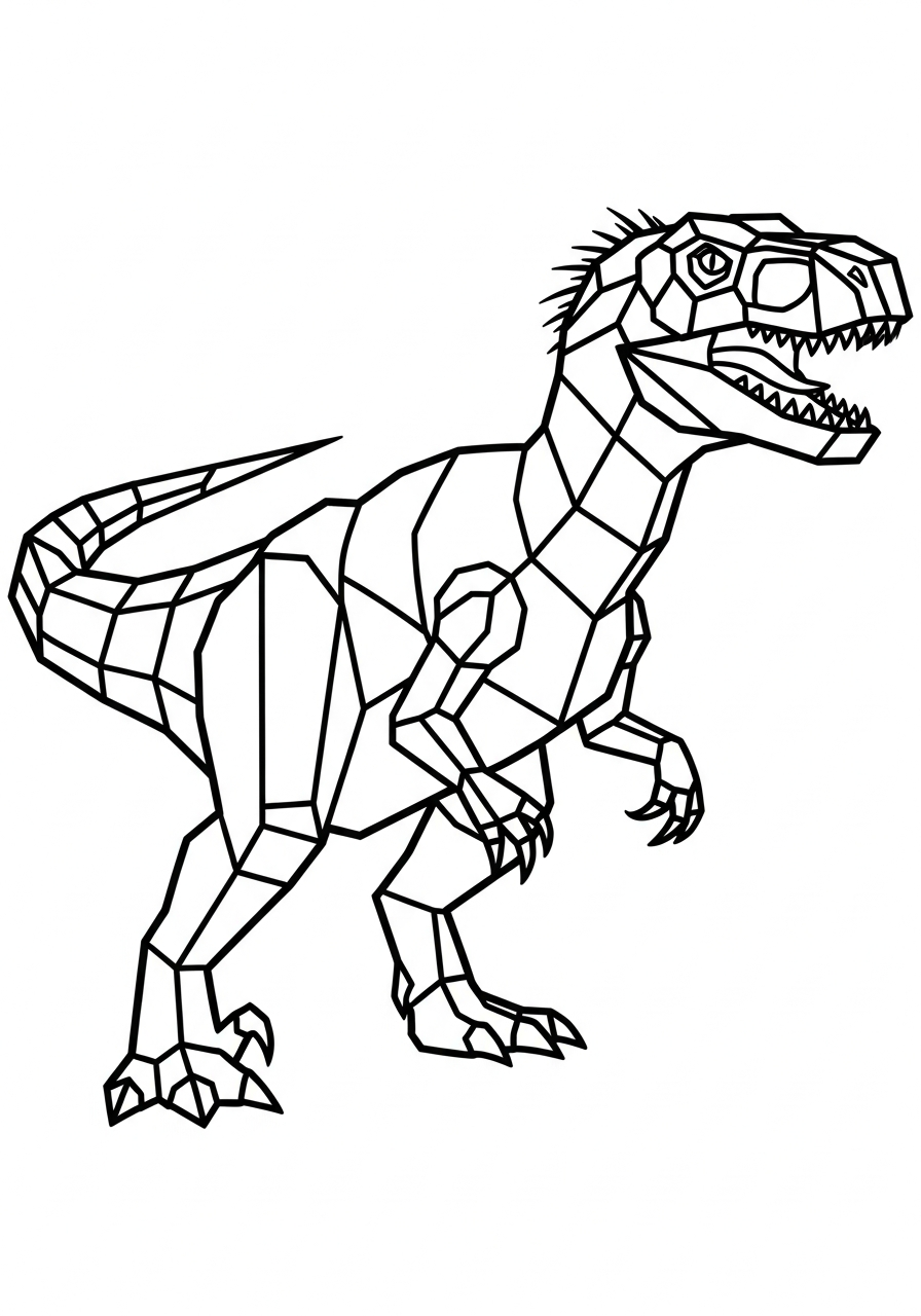 Indoraptor Coloring Pages 6 Geometric style Indoraptor art coloring page