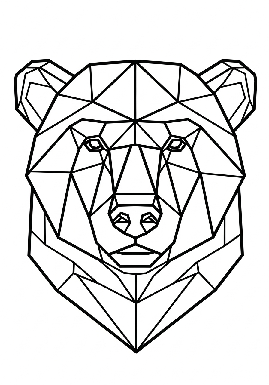Polar Bear Coloring Pages 7 Geometric style polar bear face coloring page