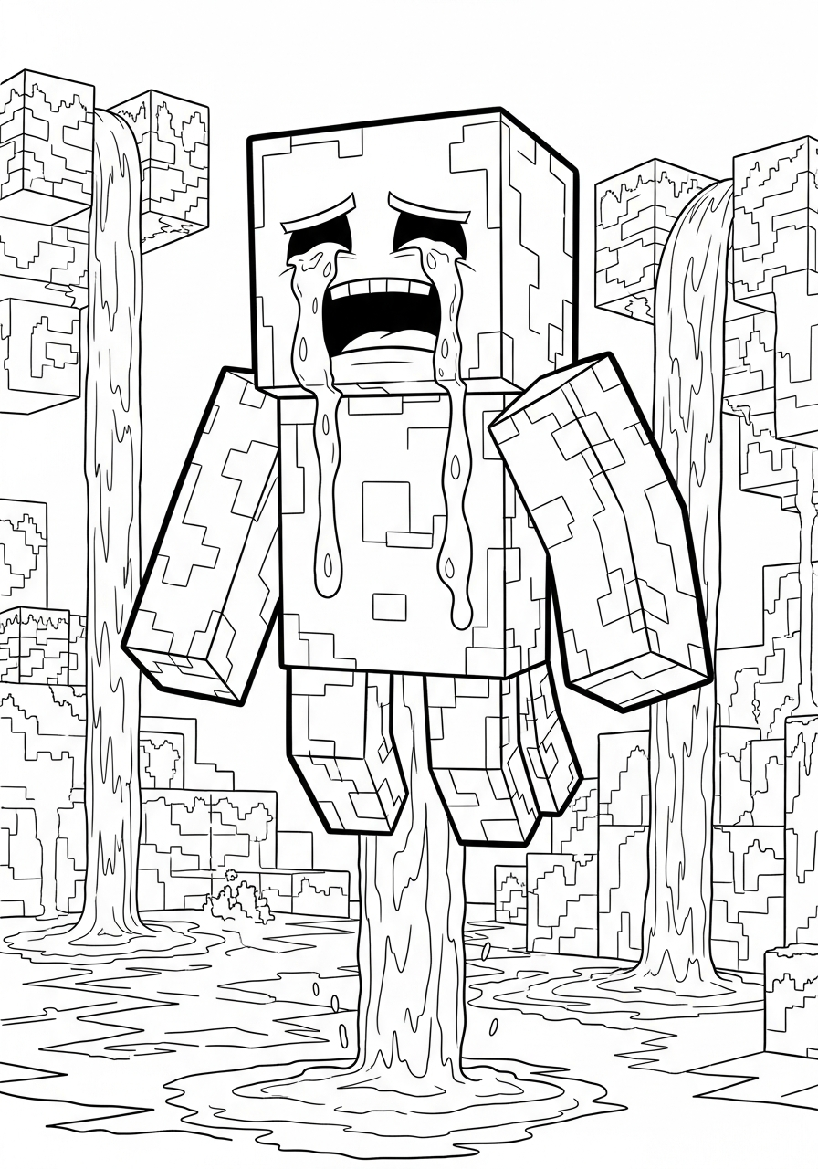 Minecraft Coloring Pages 12 Ghast crying lava Minecraft coloring page