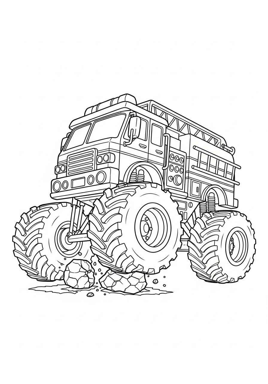 Fire Fighter Coloring Pages 24 Giant monster truck fire engine coloring page