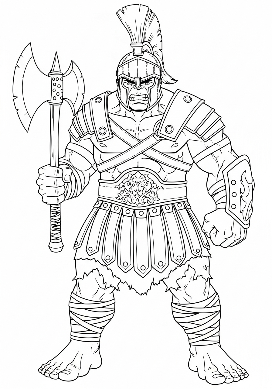 Gladiator Hulk in battle armor coloring page