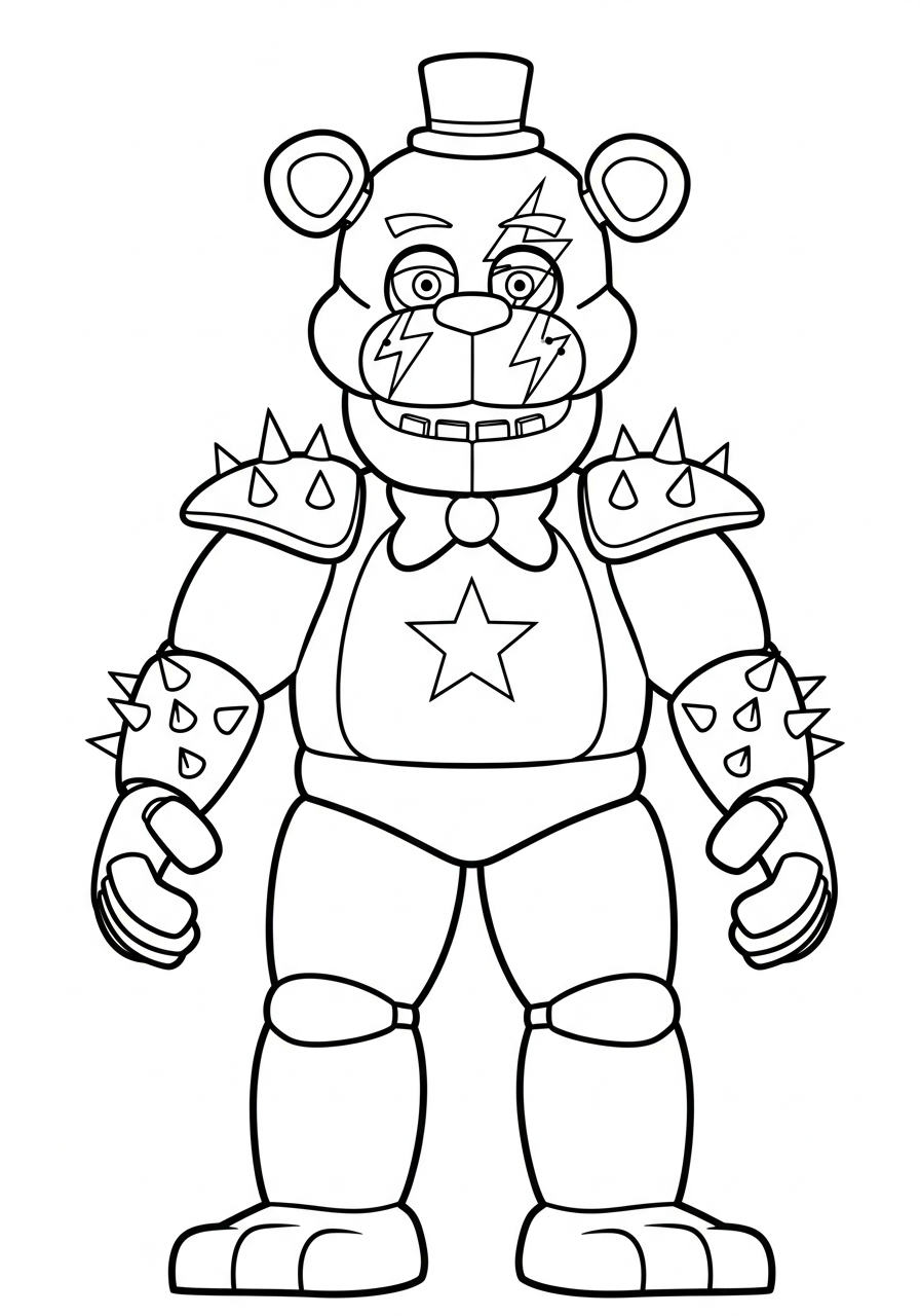 Freddy Fazbear Coloring Pages 20 Glamrock Freddy Fazbear standing bold coloring page