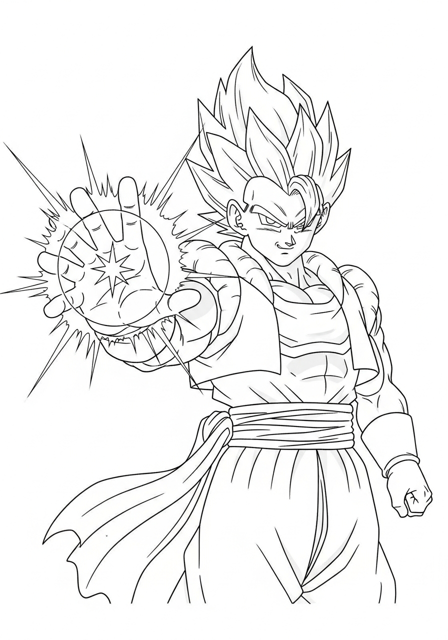 Gogeta holding sparkling energy ball coloring page