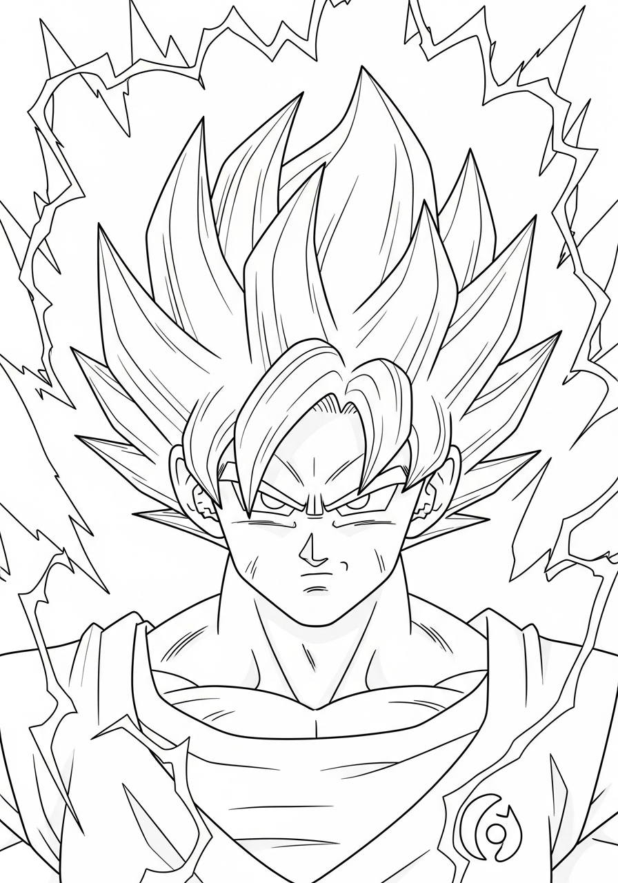 Goku Super Saiyan hair transformation coloring page