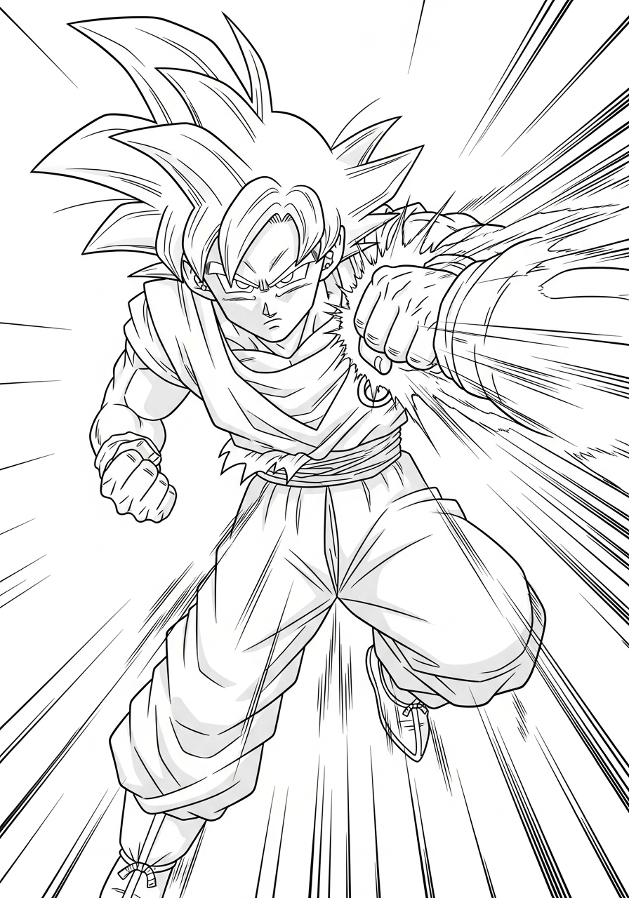 Goku Coloring Pages 7 Goku dodging in Ultra Instinct coloring page