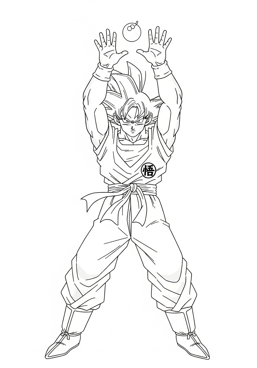 Goku Coloring Pages 10 Goku holding large spirit bomb coloring page