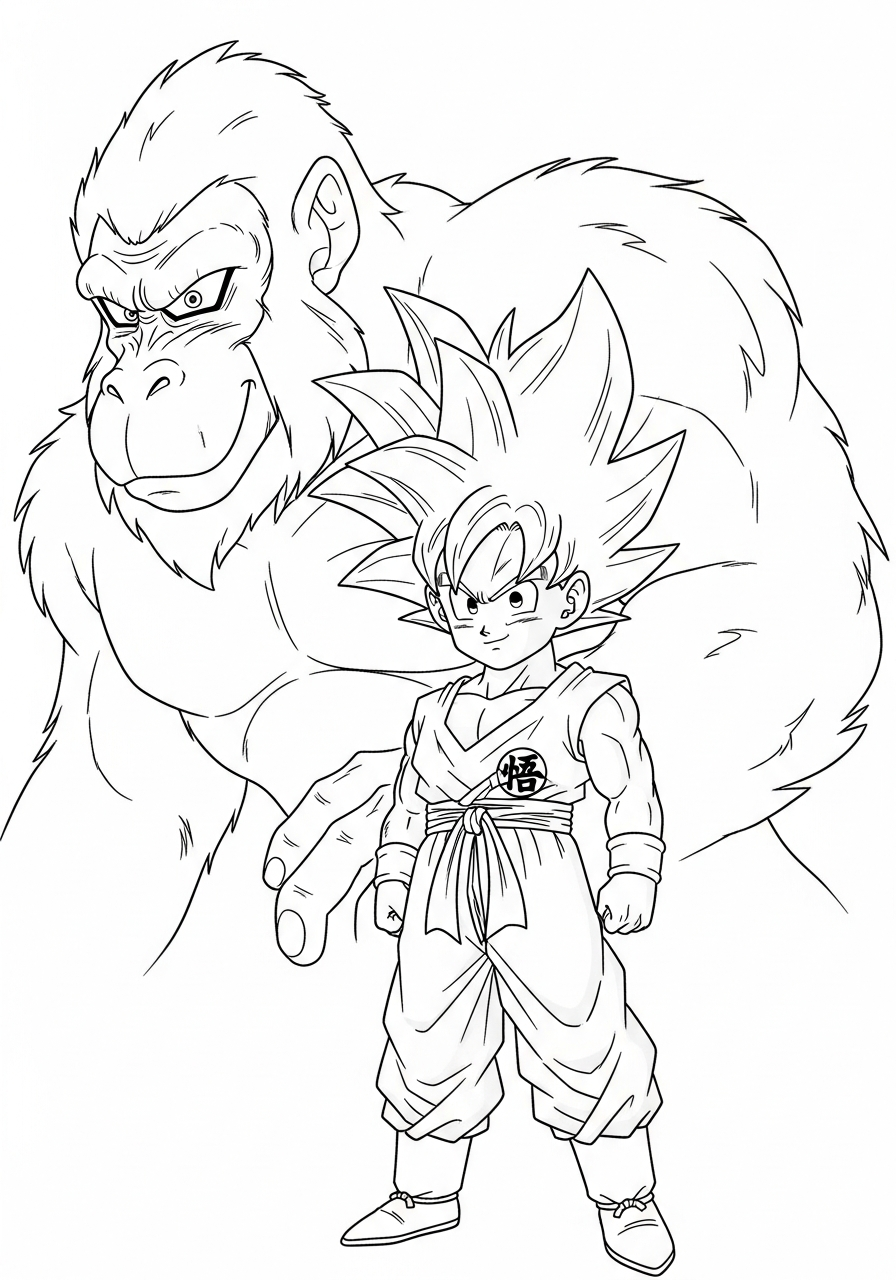 Goku Coloring Pages 14 Goku standing with ape shadow coloring page