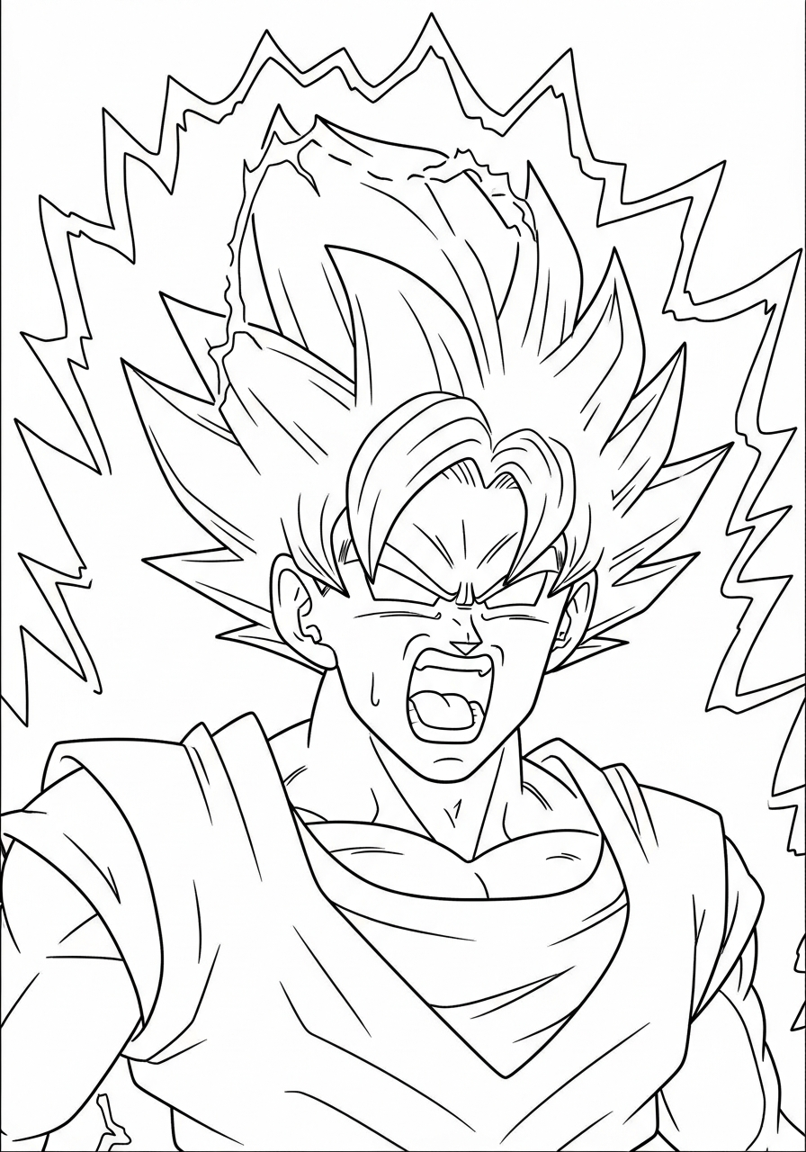 Goku Coloring Pages 17 Goku transforming into Super Saiyan coloring page