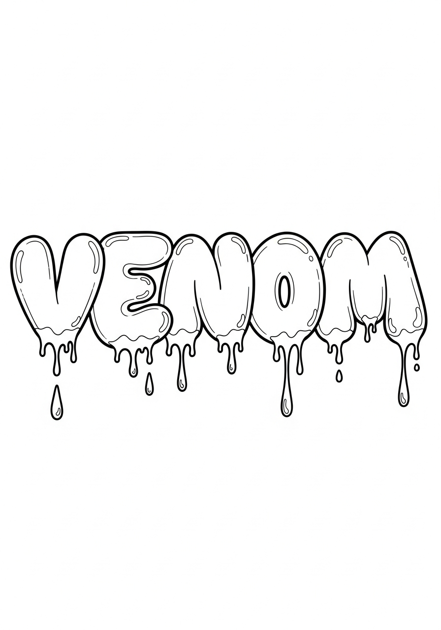 Venom Coloring Pages 6 Graffiti text name Venom style coloring page