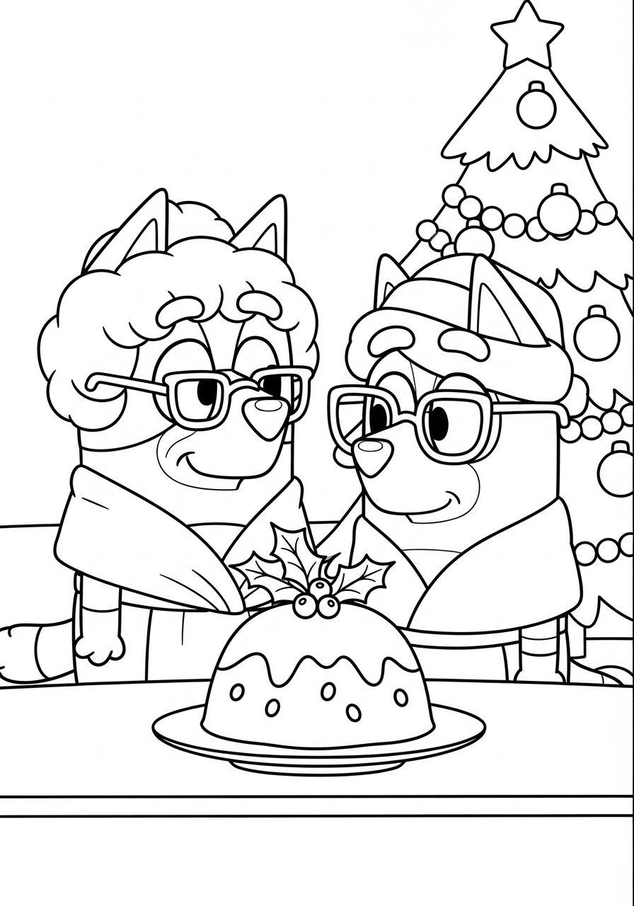 Bluey Christmas Coloring Pages 15 Grannies Rita and Janet Christmas coloring page